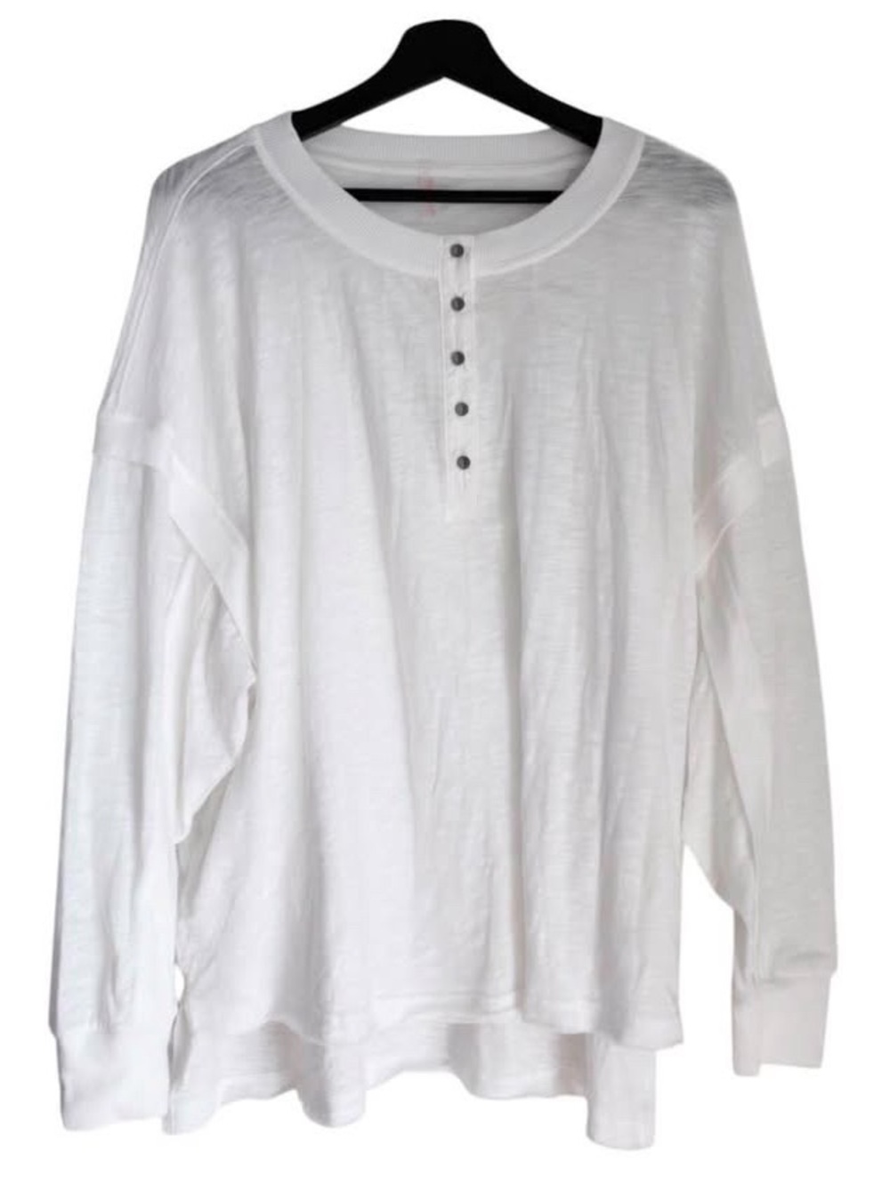 Free People Movement White Long Sleeve Henley Tee Shirt Top Unisex One Size